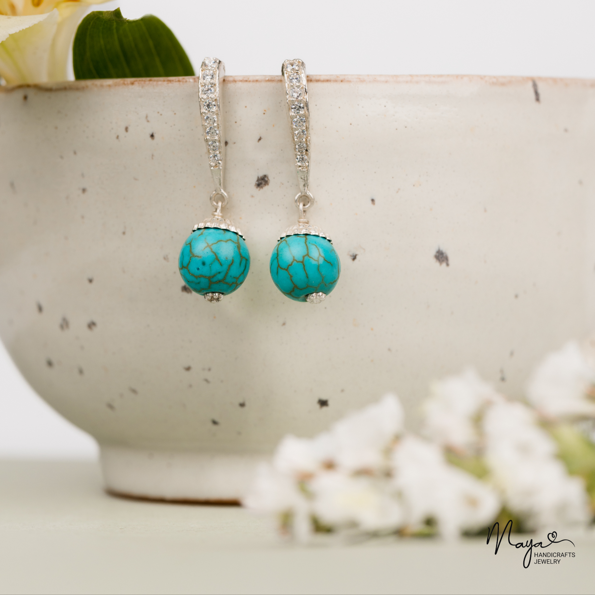 Turquoise ball earrings